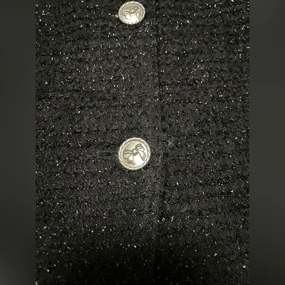 Urban Revivo Women’s Tweed Business Casual Jacket Medium Bow Buttons - Picture 3 of 12